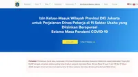Formulir izin keluar masuk DKI Jakarta dapat diisi di laman resmi DKI Jakarta. (corona.jakarta.go.id)