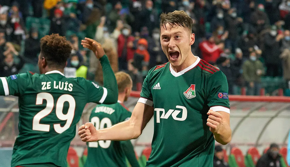 3. Anton Miranchuk (Lokomotiv Moscow) - Gelandang asal Rusia ini tampil menawan di fase grup Liga Champions musim ini. Anton Miranchuk telah tampil di lima laga dan menyumbangkan tiga gol untuk Lokomotiv Moscow di fase grup Liga Champions musim ini. (AFP/Oleg Nikishin/pool)