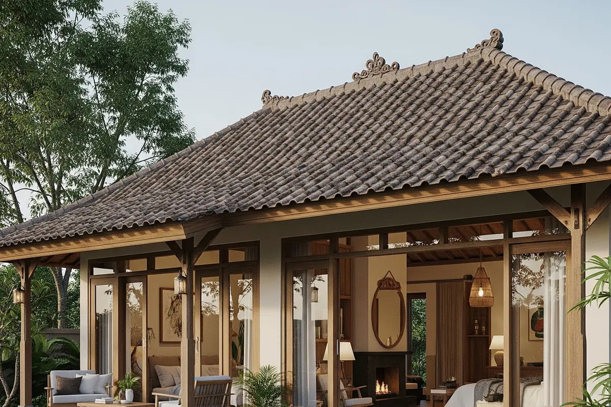 Rumah 1 Lantai Ala Villa di Desa (Gemini AI)