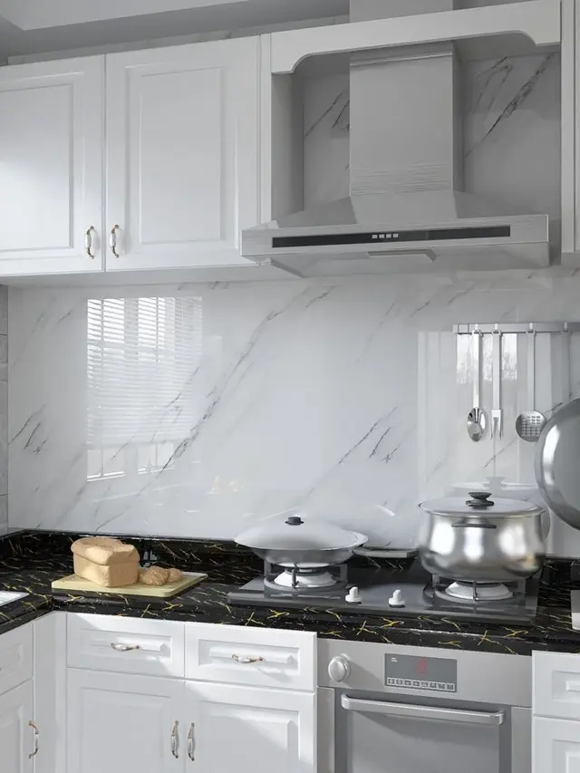 Wallpaper Dinding Dapur Minimalis Motif Marmer yang Elegan