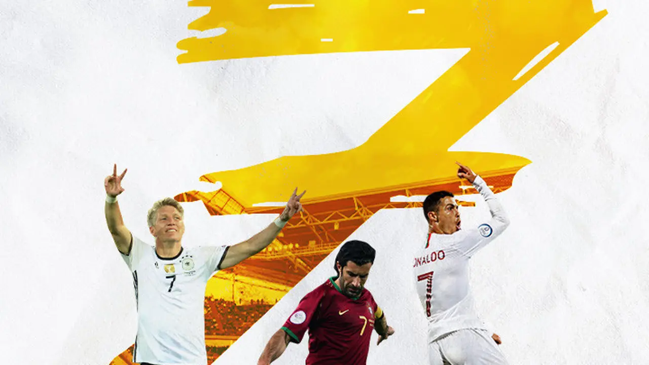 Ilustrasi - Bastian Schweinsteiger, Luis Figo, Cristiano Ronaldo