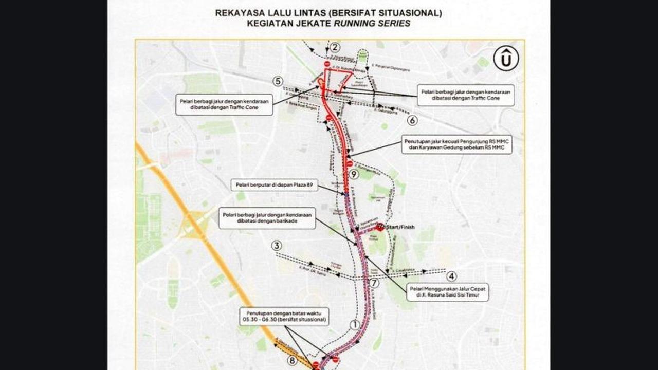 Catat! Ada Rekayasa Lalu Lintas Rasuna Said saat Jekate Running Series, Ini Rute Pengalihannya