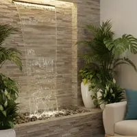 Konsep Ruang Tamu Kecil dengan Air Terjun Mini di Dalam (Gambar: Gemini AI)