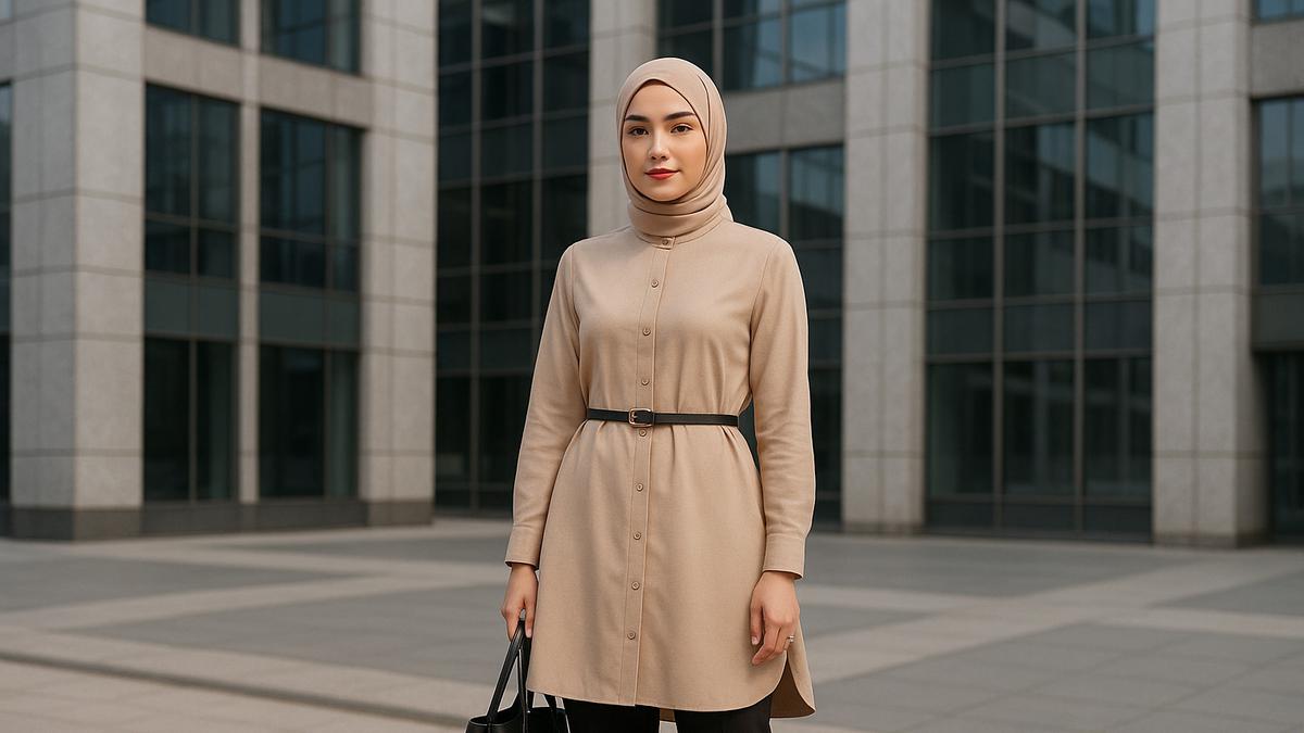 5 Inspirasi Setelan Tunik Panjang dan Celana Lurus untuk Wanita Kantoran, Tampil Elegan