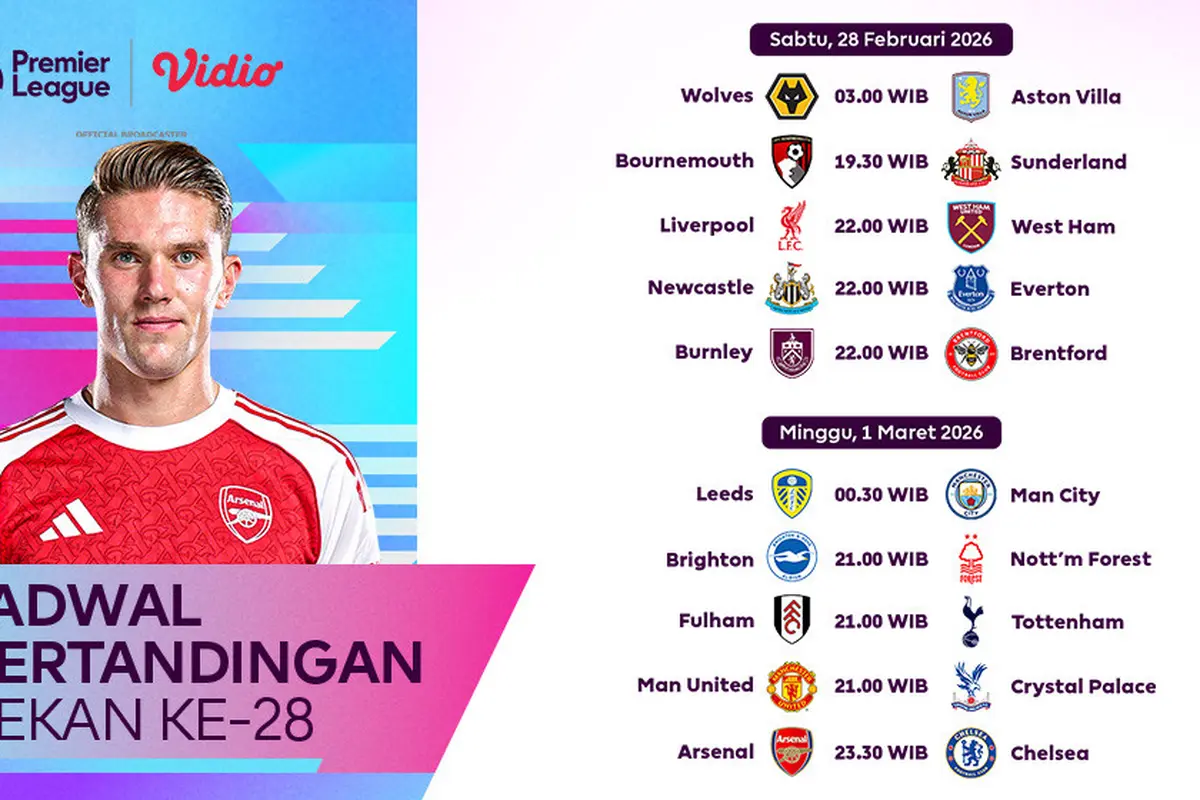 Jadwal Pertandingan Premier League Pekan ke-28 Eksklusif hanya di Vidio