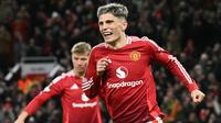 Di menit pertama, Alejandro Garnacho langsung membuka keunggulan Manchester United atas Bodo/Glimt. (Oli SCARFF/AFP)