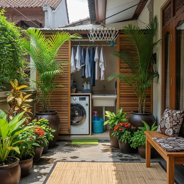 9 Contoh Teras Rumah Kecil yang Dijadikan Area Cuci dan Jemur, Fungsional dan Estetik