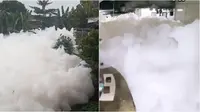 Viral Limbah Busa Tutupi Kali di Depok hingga Ketinggian 5 Meter, Jadi Sorotan (sumber: TikTok/@infodepok)