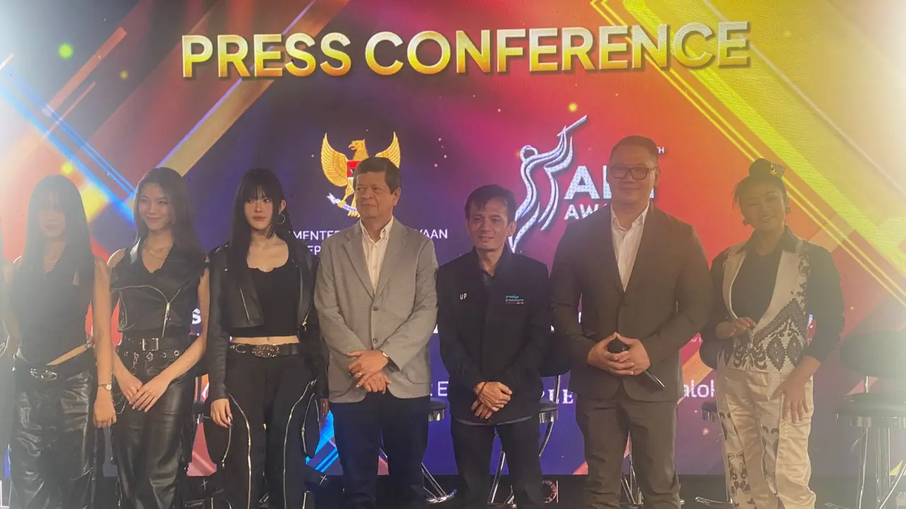Konferensi pers AMI Awards 2024 di kawasan Senayan, Jakarta Pusat, Jumat (29/11/2024).