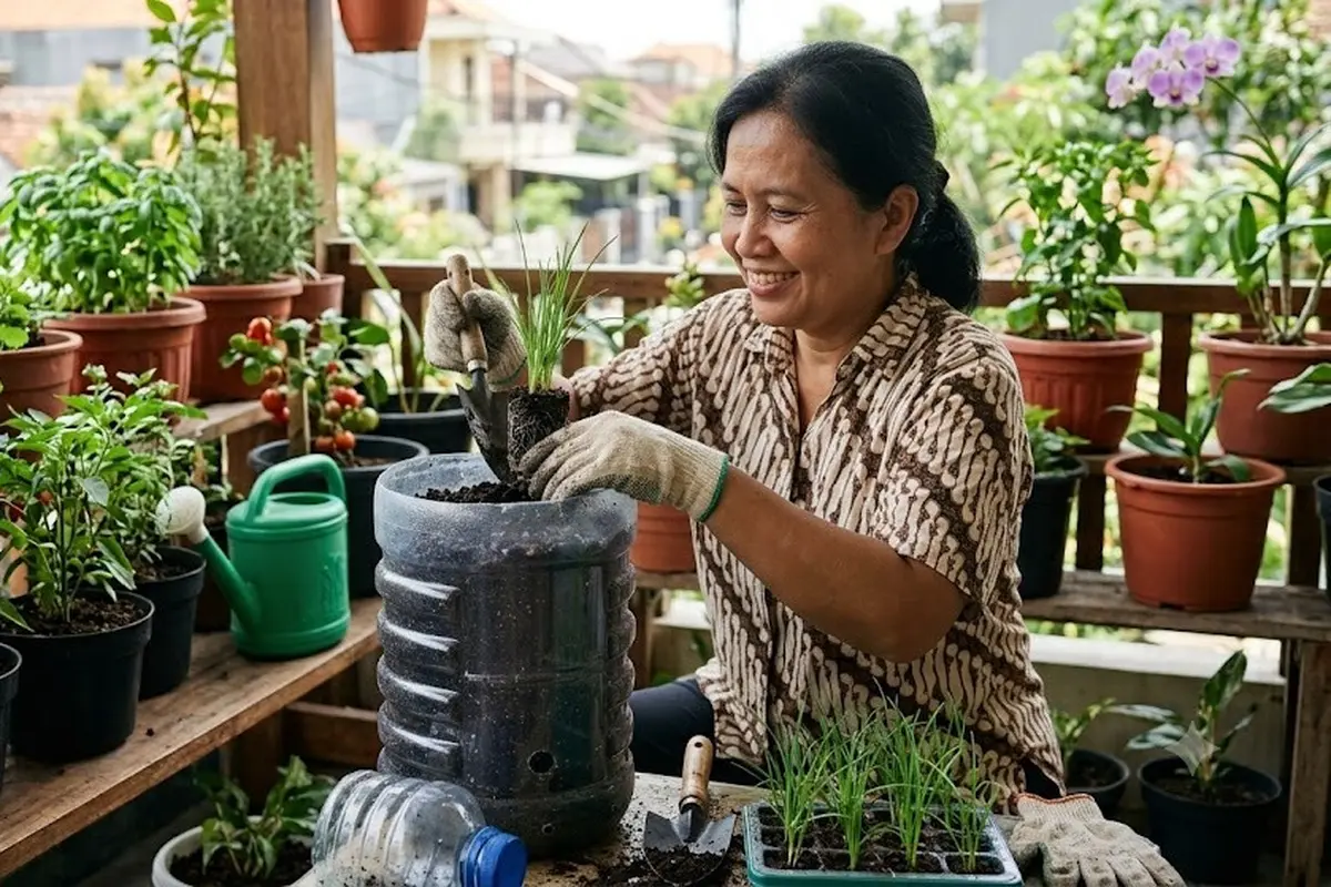Cara Menanam Kucai di Galon 5 Liter (AI Generated)