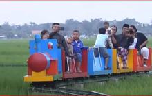 Dulunya Tempat Pembuangan Sampah, Lahan Ini Disulap Jadi Tempat Wisata Wahana Kereta Api Mini Tengah Sawah