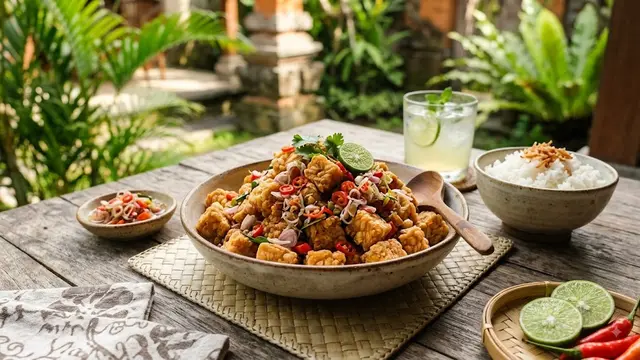 Resep Tempe Popcorn Sambal Matah Renyah dan Segar/AI Generated