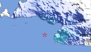 Gempa Magnitudo 4,2 menggetarkan wilayah Bayah Banten, Selasa (17/9/2024). (Liputan6.com/ Dok BMKG)