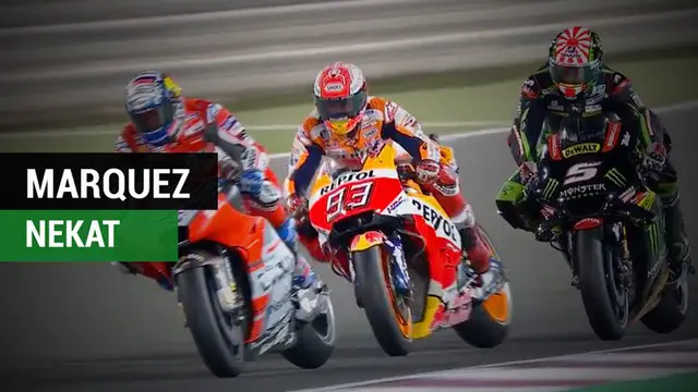 VIDEO Terpopuler 2018: Marquez Nekat Menyalip di Antara Dovizioso dan Zarco di MotoGP Qatar