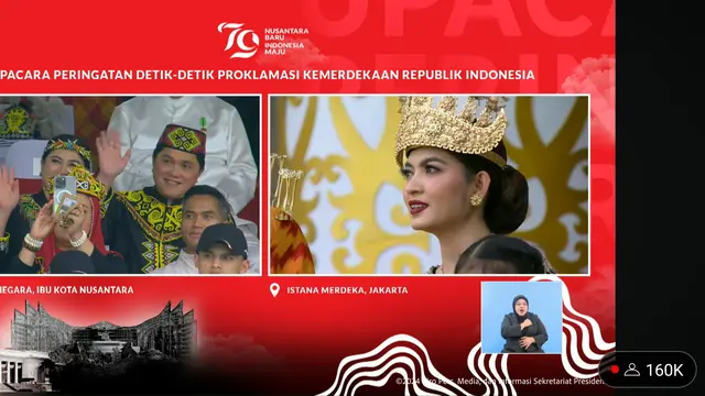 Upacara peringatan HUT ke-79 Kemerdekaan Republik Indonesia resmi digelar perdana di Ibu Kota Nusantara (IKN). Menteri BUMN Erick Thohir terlihat ikut hadir mengenakan baju adat Dayak, Kalimantan Barat.