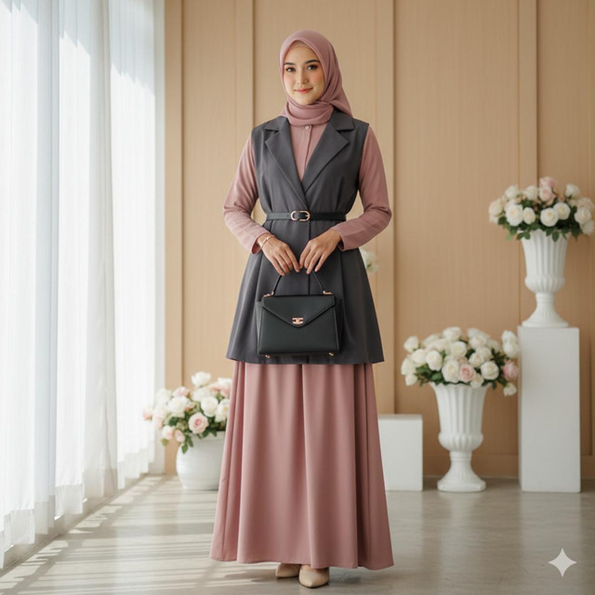 7 Model Gamis Terbaru Kombinasi Rompi, Tampil Modis dan Elegan untuk Segala Acara