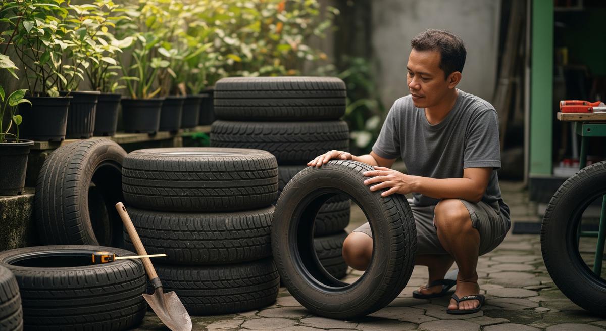 Cara Membuat Kolam Mini dari Ban Bekas/AI Generated