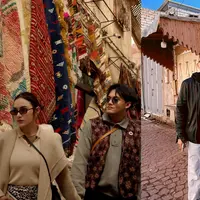 Dua pasangan selebriti, Bunga Citra Lestari & Tiko Aryawardhana serta Mahalini & Rizky Febian, tampil kompak mengusung desert style yang berpadu selaras dengan lanskap dan budaya Maroko.