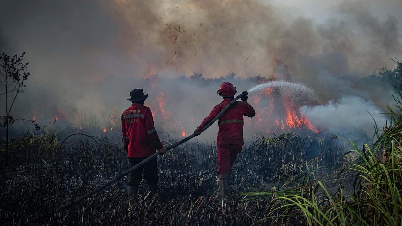 FOTO: Api Lahan Gambut di Ogan Ilir Berhasil Dipadamkan Manggala Agni dan Tim Gabungan