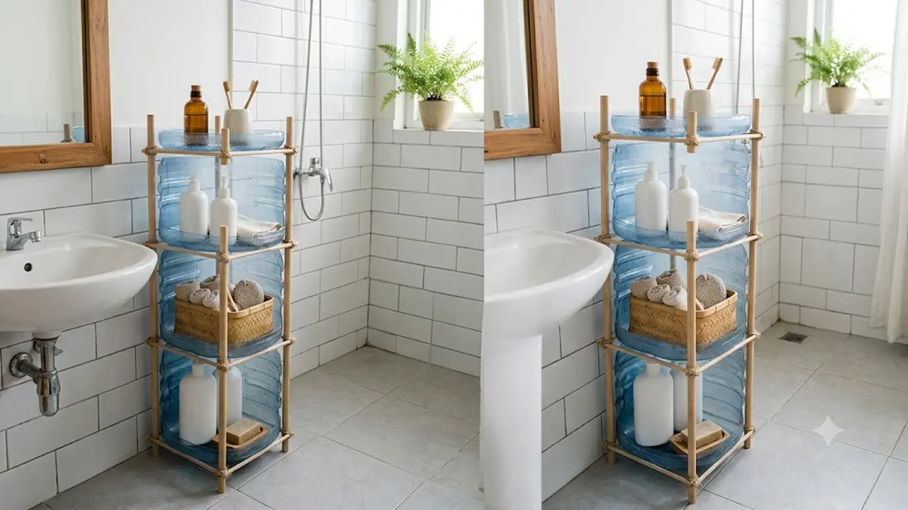 Rak Kamar Mandi dari Galon Bekas