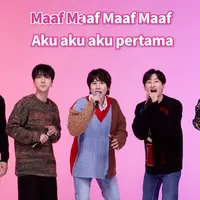 Super Junior menyanyikan lagu versi bahasa Indonesia. (Tangkapan layar YouTube/ Tokopedia)