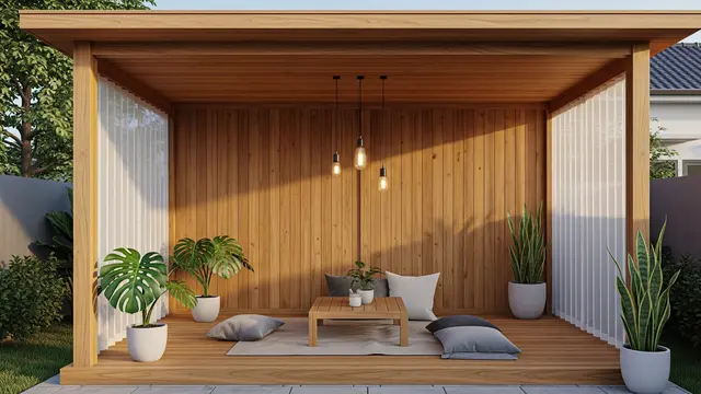 Ide Gazebo Minimalis Belakang Rumah 2026 Model Modern dengan Atap Datar