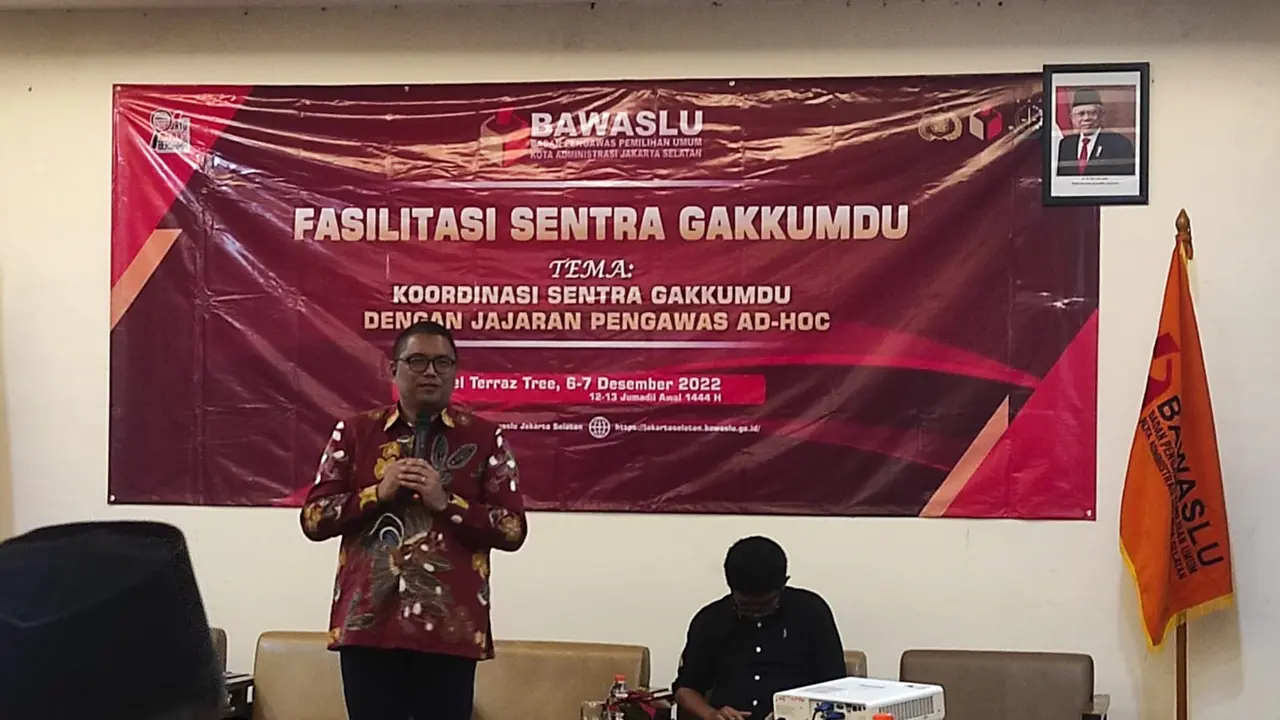 Bawaslu Kota Jaksel menggelar Fasilitasi Sentra Gakkumdu dengan tema 'Koordinasi Sentra Gakkumdu dengan jajaran pengawas Ad Hoc' (Istimewa)