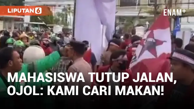 Driver Ojol Ribut dengan Mahasiswa yang Tutup Jalan untuk Demo di Medan