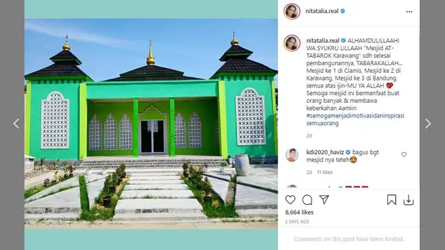 Sukses Jadi Penyanyi, Nita Thalia Bangun Masjid di Tiga Kota Ini 5 Potretnya