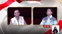 Gibran Rakabuming Raka dan Mahfud Md di dalam Debat Capres Cawapres ke-4. (dok. Screenshoot KPU)