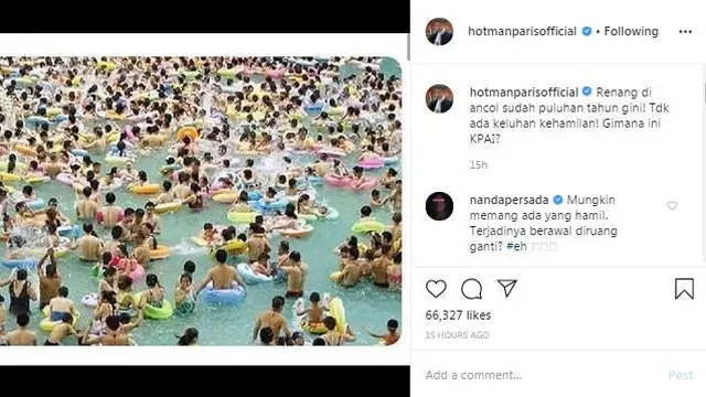 Unggahan Hotman Paris di Instagram. (Foto: Instagram @hotmanparisofficial)