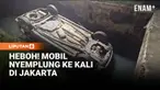 Sebuah mobil minibus yang merupakan taksi online tercebur ke aliran Kali Permata Krukut di kawasan Pademangan Barat, Jakarta Utara, Kamis malam. Kendaraan tersebut ditemukan dalam kondisi terbalik di dalam kali dengan kedalaman sekitar tiga meter.