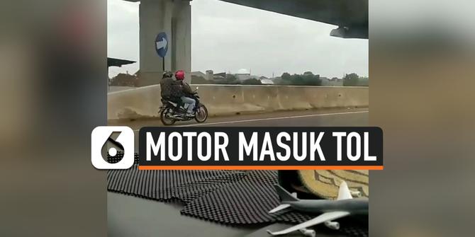 VIDEO: Tidak Tahu Arah, Pengendara Motor Masuk Tol Cikampek