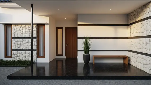 Model Teras Depan Rumah dengan Lantai Dinding