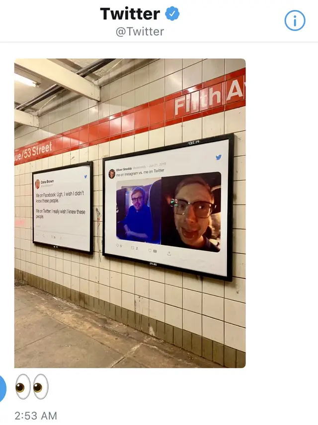 Twit Dipajang di Stasiun Kereta Amerika