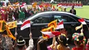 Presiden Republik Sosialis Demokratik Sri Lanka Maithripala Sirisena tiba di Istana Merdeka, Jakarta, Rabu (8/3). Pertemuan tersebut untuk menjalin hubungan antara kedua negara. (Liputan6.com/Angga Yuniar)