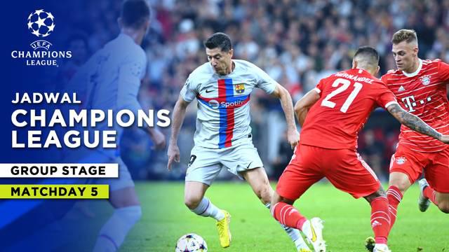 Berita Motiongrafis tentang Jadwal Lengkap Liga Champions Matchday 5, Big Match Barcelona Vs Bayern Munchen.