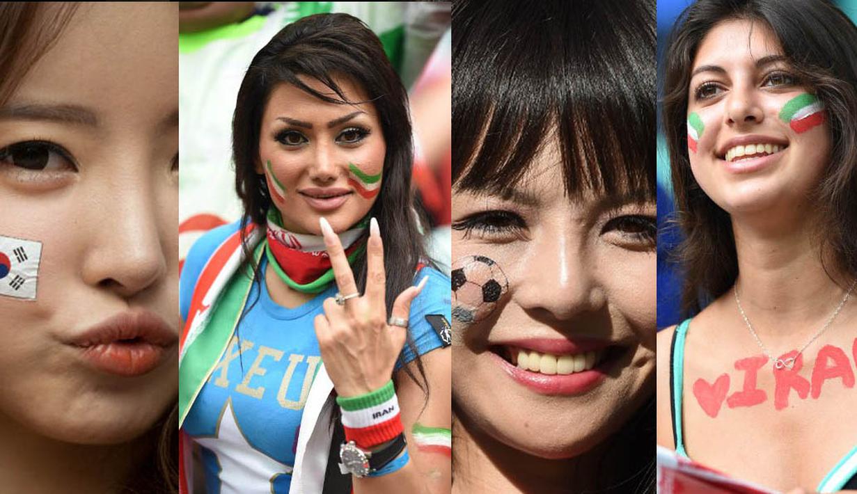 Sederatan fans cantik Asia yang diwakili Iran, Jepang dan Korsel di Piala Dunia 2014, Brasil (AFF Photo)