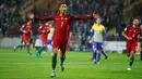 Cristiano Ronaldo merayakan golnya pada kualifikasi Piala Dunia 2018  melawan Andorra di Municipal de Arouca stadium, Aveiro, Sabtu (8/10/2016) dini hari WIB. (REUTERS/Rafael Marchante)