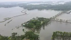 Foto udara menunjukkan lokasi yang tergenang air setelah topan Remal menghantam Patuakhali pada tanggal 28 Mei 2024. (Munir Uz Zaman/AFP)