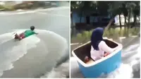 Aksi Lucu saat Main Seluncuran di Musim Hujan Ini Bikin Ketawa Lepas (sumber:Instagram/lucu.abis)