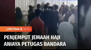 Seorang penjemput jemaah haji plus diduga menganiaya petugas Bandara Sultan Hasanuddin, Kabupaten Maros, Sulawesi Selatan. Polisi yang mendapatkan laporan, langsung menangkap pria yang diduga pelaku.