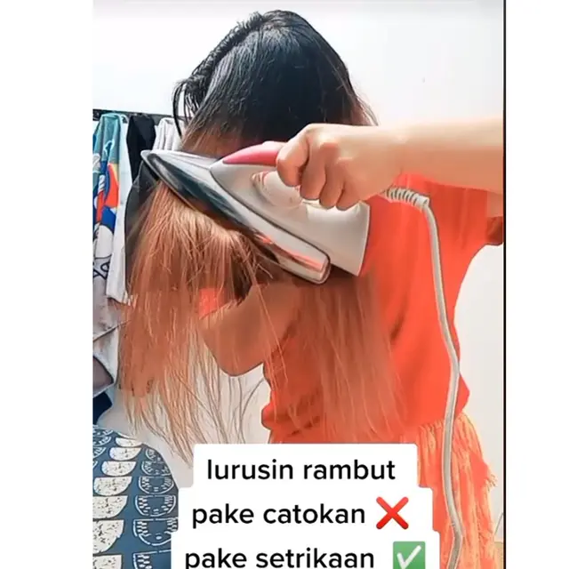 6 Potret Nyeleneh Wanita Luruskan Rambut Pakai Setrika, Jadi Pengganti Catokan