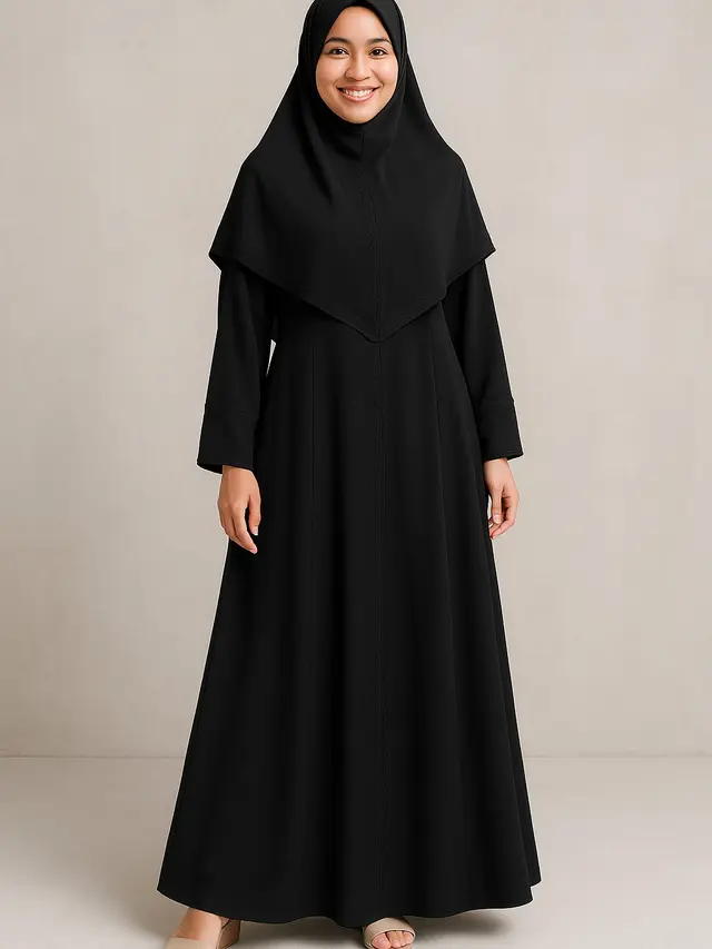 Model Gamis Syari Bahan Jatuh Enggak Bikin Gerah/ Ilustrasi oleh AI