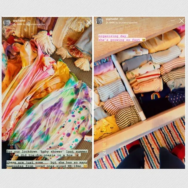 Gigi Hadid Pamer Isi Lemari Putrinya, Ada Ragam Baju Tie Dye