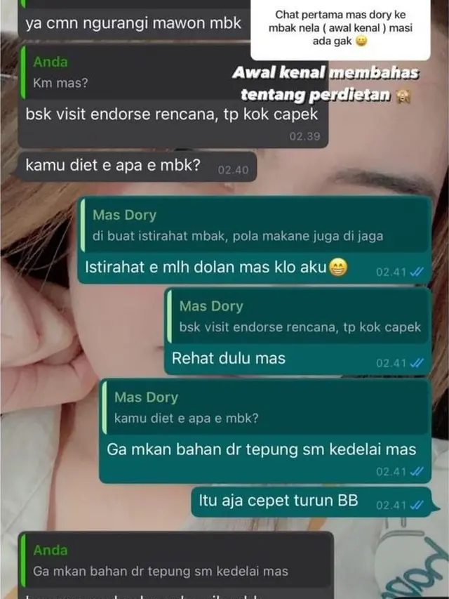 Chat Nella Kharisma dan Dory Harsa pada awal pendekatan. (Instagram/nellakharisma)
