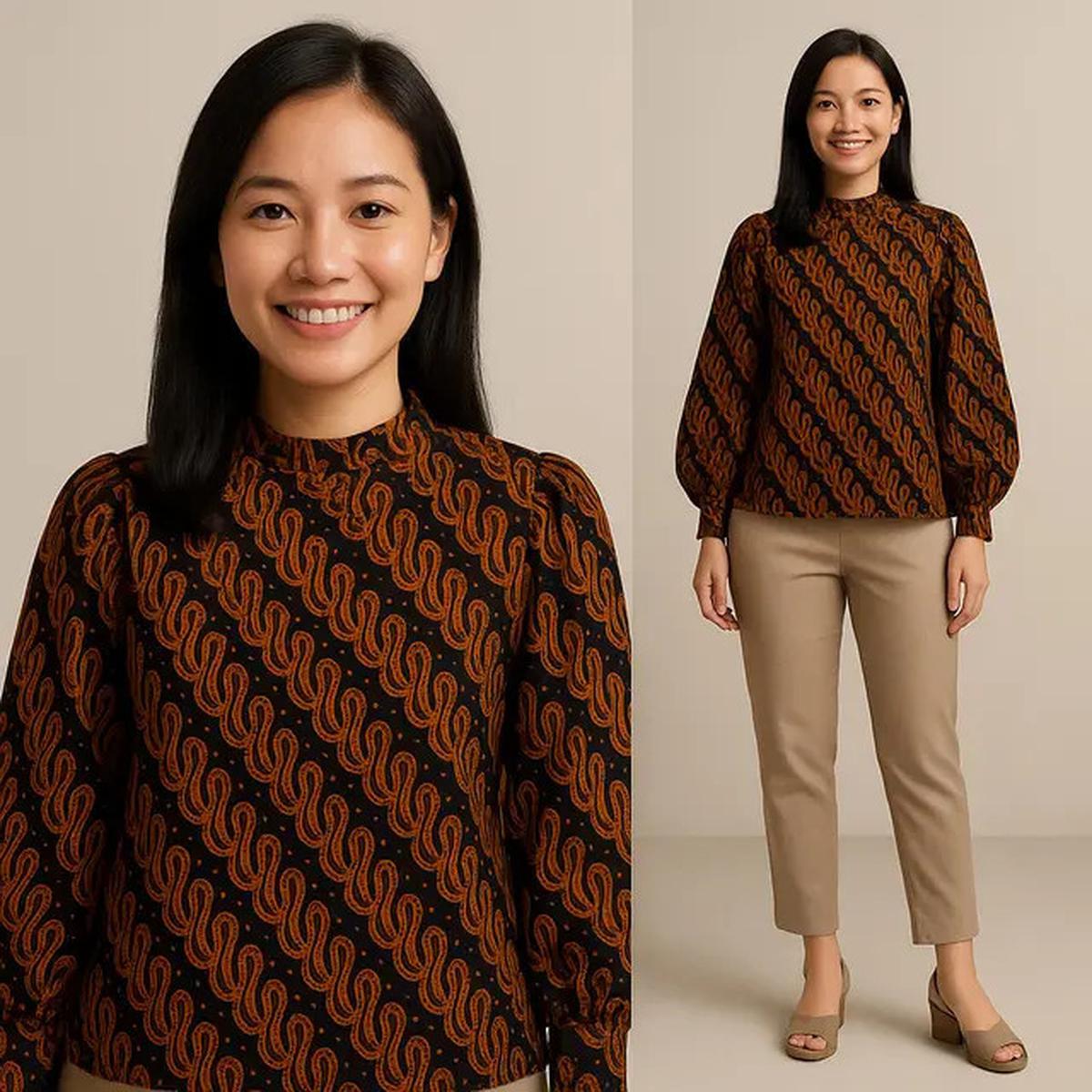 10 Model Blouse Batik Lengan Bishop yang Lagi Tren, Bikin Kamu Fashionable