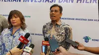 Deputi Bidang Promosi Penanaman Modal Kementerian Investasi Nurul Ichwan, Ketua Umum Apindo Shinta Kamdani dan Deputi Bidang Koordinasi Infrastruktur Dasar Kemenko Infrastruktur Rachmat Kaimuddin dalam Media Briefing IISF 2025, di Kantor BKPM, Jakarta, Rabu (13/8/2025). (Liputan6.com/Arief)&nbsp;