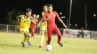 Gelandang Timnas Indonesia U-22, Zulfiandi, beraksi saat menghadapi Brunei Darussalam dalam laga kontra Brunei Darussalam di Grup B sepak bola SEA Games 2019, Selasa (3/12/2019). (Dok. PSSI)