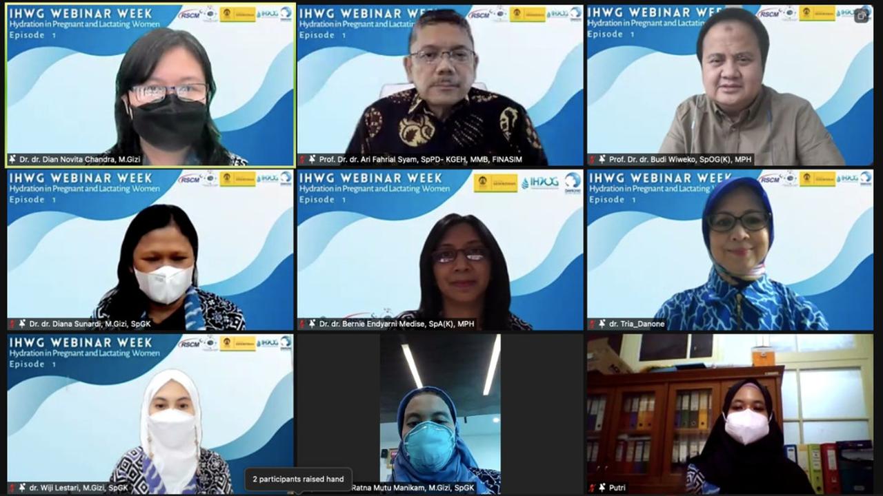 Webinar Week 2021 bertema "Hydration During New Era of Pandemic" hasil kerja sama IHWG dengan Danone-AQUA, Rabu (28/10/2021). (Istimewa)